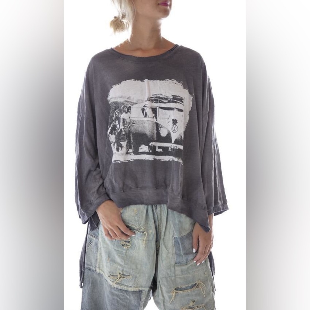 Magnolia Pearl Cotton Jersey Oversized Hi Lo Baja Surf Francis Pullover Tee, OS - Picture 2 of 9